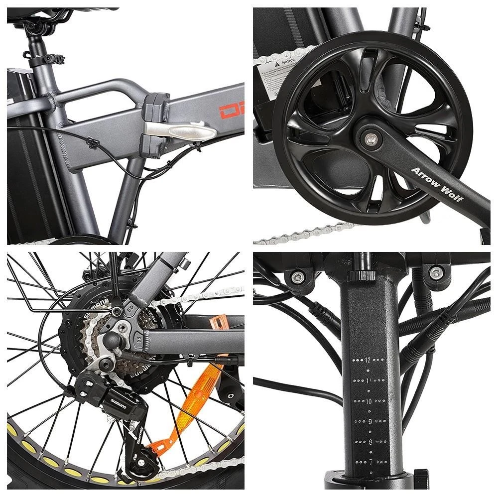 DrveTion AT20 Bicicletă electrică pliabilă 20*4.0 inch Anvelopă grasă 48V 10Ah Baterie Samsung 40-60km Rază 750W Motor 45km/h Viteză maximă Frână pe disc