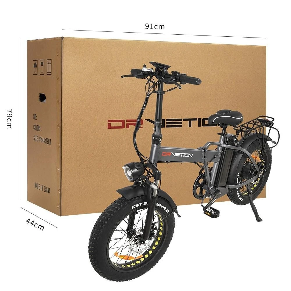 DrveTion AT20 Bicicletă electrică pliabilă 20*4.0 inch Anvelopă grasă 48V 10Ah Baterie Samsung 40-60km Rază 750W Motor 45km/h Viteză maximă Frână pe disc