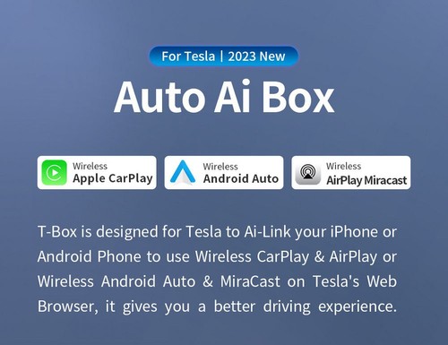 Ownice T1 Wireless Auto Ai Box for Tesla, Dual WiFi, Support CarPlay / AirPlay / Android Auto / MiraCast - Black