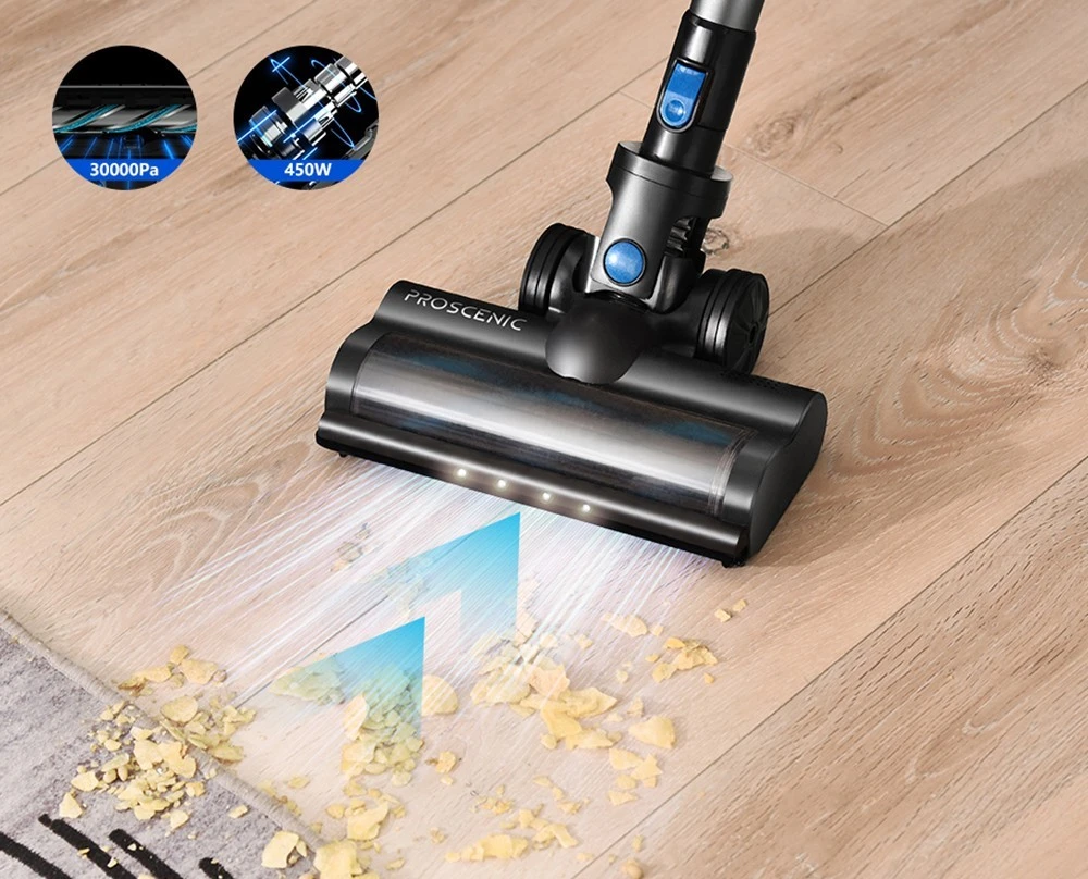 Proscenic P11 Smart Cordless Vacuum Cleaner, 30000Pa Suction, 650ml Dustbin, 4-Stage Filtration System, Hanggang 60Mins Runtime, LED Touch Screen, Smart App Display