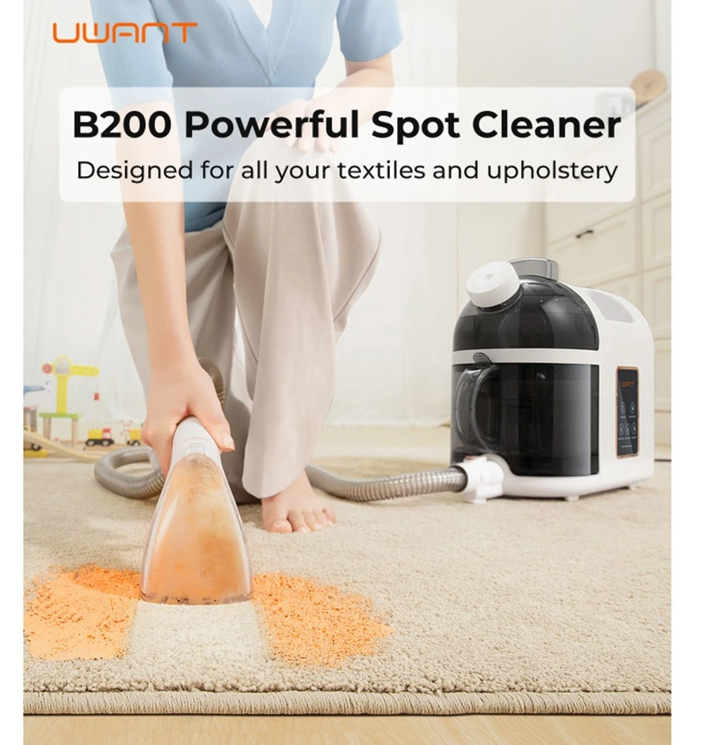 UWANT B200 Multifunctional Cloth Cleaning Machine Vacuum Spot Cleaner Integration Washing Machine 12000Pa Suction 1500ML Water Tank Self-Cleaning Low Noise for Carpet Sofa Curtain Mattress Upholstery - Grey
