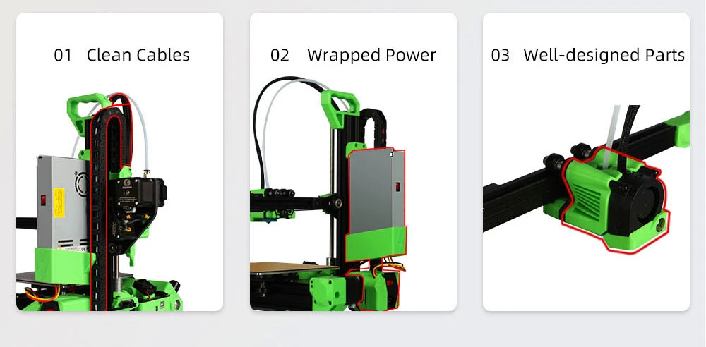 Kit d'imprimante 3D Lerdge iX, mise à niveau automatique, précision d'impression de 0,1 mm, vitesse d'impression de 200 mm/s, feuille flexible PEI, écran tactile IPS de 3,5 pouces, pilote silencieux TMC2226, reprise de l'impression, extrudeuse entièrement métallique, 180*180*180mm - Orange