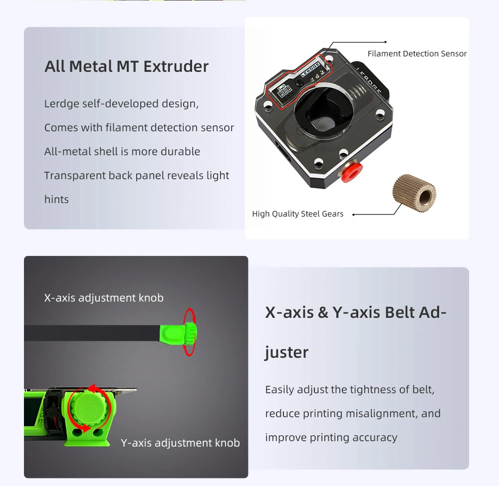 Kit d'imprimante 3D Lerdge iX, mise à niveau automatique, précision d'impression de 0,1 mm, vitesse d'impression de 200 mm/s, feuille flexible PEI, écran tactile IPS de 3,5 pouces, pilote silencieux TMC2226, reprise de l'impression, extrudeuse entièrement métallique, 180*180*180mm - Orange