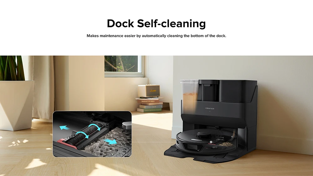 Roborock S7 Max Ultra Robot Vacuum Cleaner, 5500Pa Suction, Auto Drying, Self-Cleaning & Emptying, VibraRise Mopping, Reactive Tech Obstacle Avoidance, Fast & Off-peak Charging - Black
