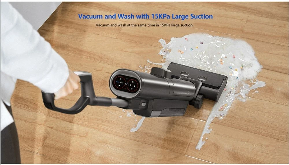 Proscenic WashVac F20 Cordless Wet Dry Vacuum Cleaner, Self Cleaning, 15KPa Suction, 1L Water Tank, 4000mAh Removable Battery, 45 Minute Run Time, LED Display, App / Voice Control - Gray