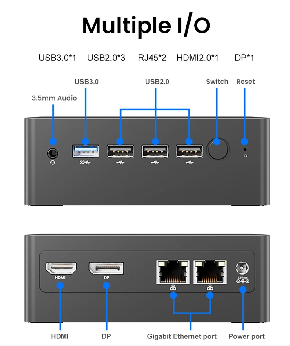 T-bao N100 Mini PC Intel 12th Gen Alder Lake N100, 16GB DDR5 512GB SSD, Windows 11 Pro, WiFi 5 1000M LAN Bluetooth 4.2 - EU