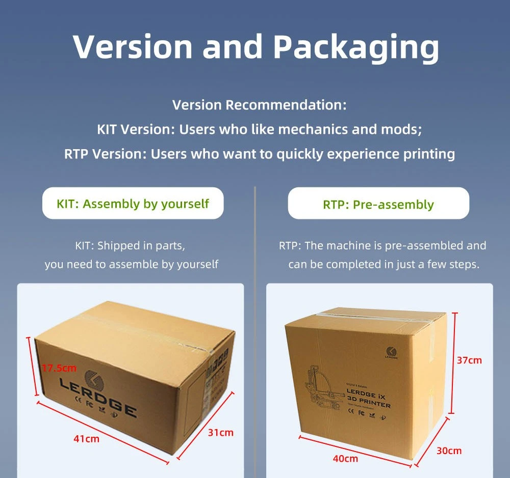 Kit d'imprimante 3D Lerdge iX, mise à niveau automatique, précision d'impression de 0,1 mm, vitesse d'impression de 200 mm/s, feuille flexible PEI, écran tactile IPS de 3,5 pouces, pilote silencieux TMC2226, reprise de l'impression, extrudeuse entièrement métallique, 180*180*180mm - Orange