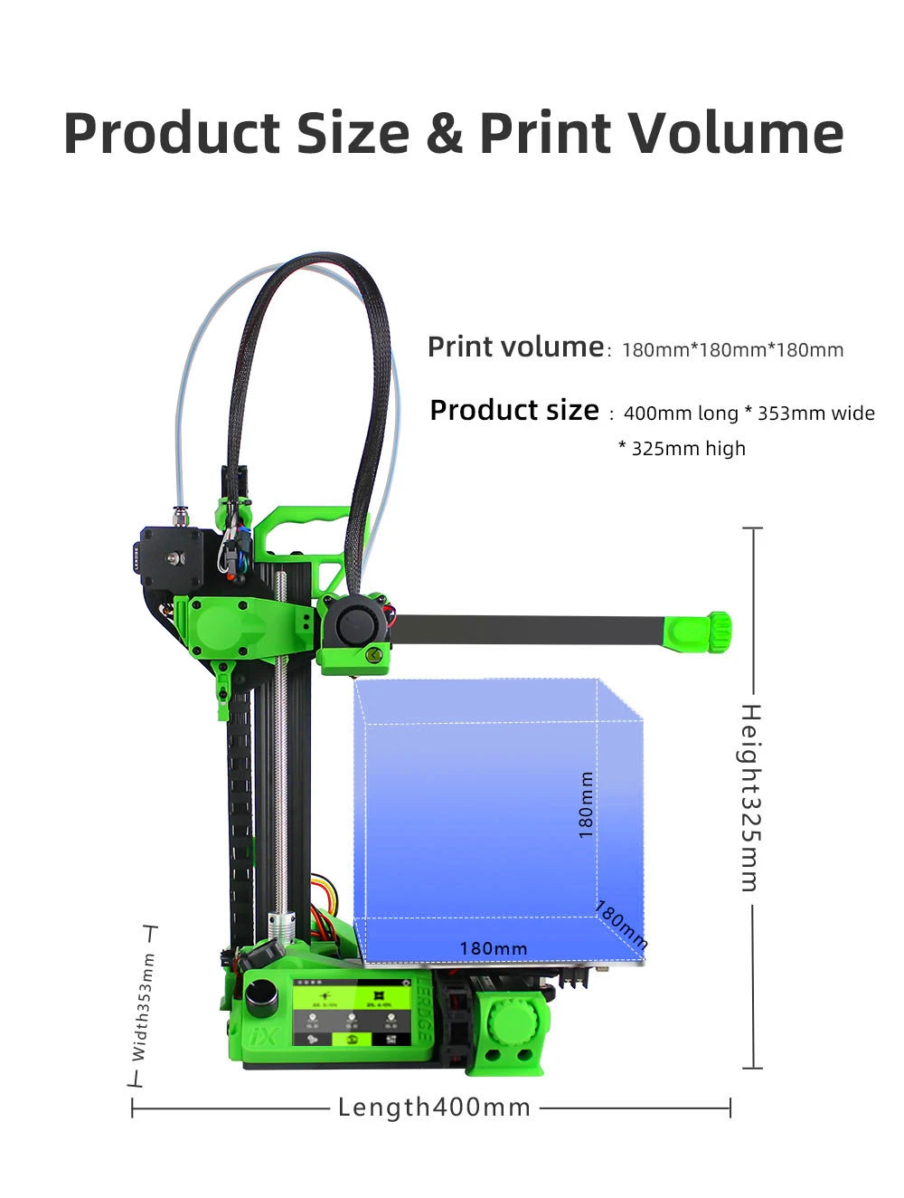 Kit d'imprimante 3D Lerdge iX, mise à niveau automatique, précision d'impression de 0,1 mm, vitesse d'impression de 200 mm/s, feuille flexible PEI, écran tactile IPS de 3,5 pouces, pilote silencieux TMC2226, reprise de l'impression, extrudeuse entièrement métallique, 180*180*180mm - Orange