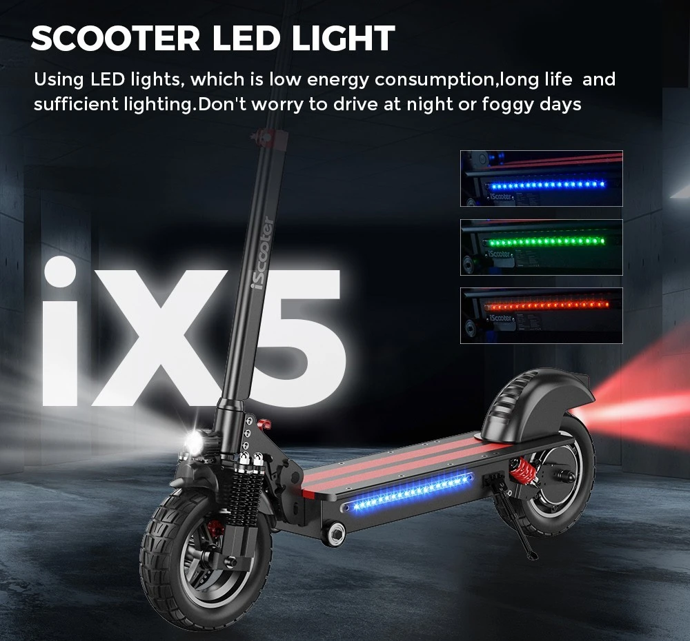 iScooter iX5 10 inch Off-road Electric Scooter 15Ah Battery 40-45km Range 1000W Motor 45km/h Max Speed 6 Shock Absorbers