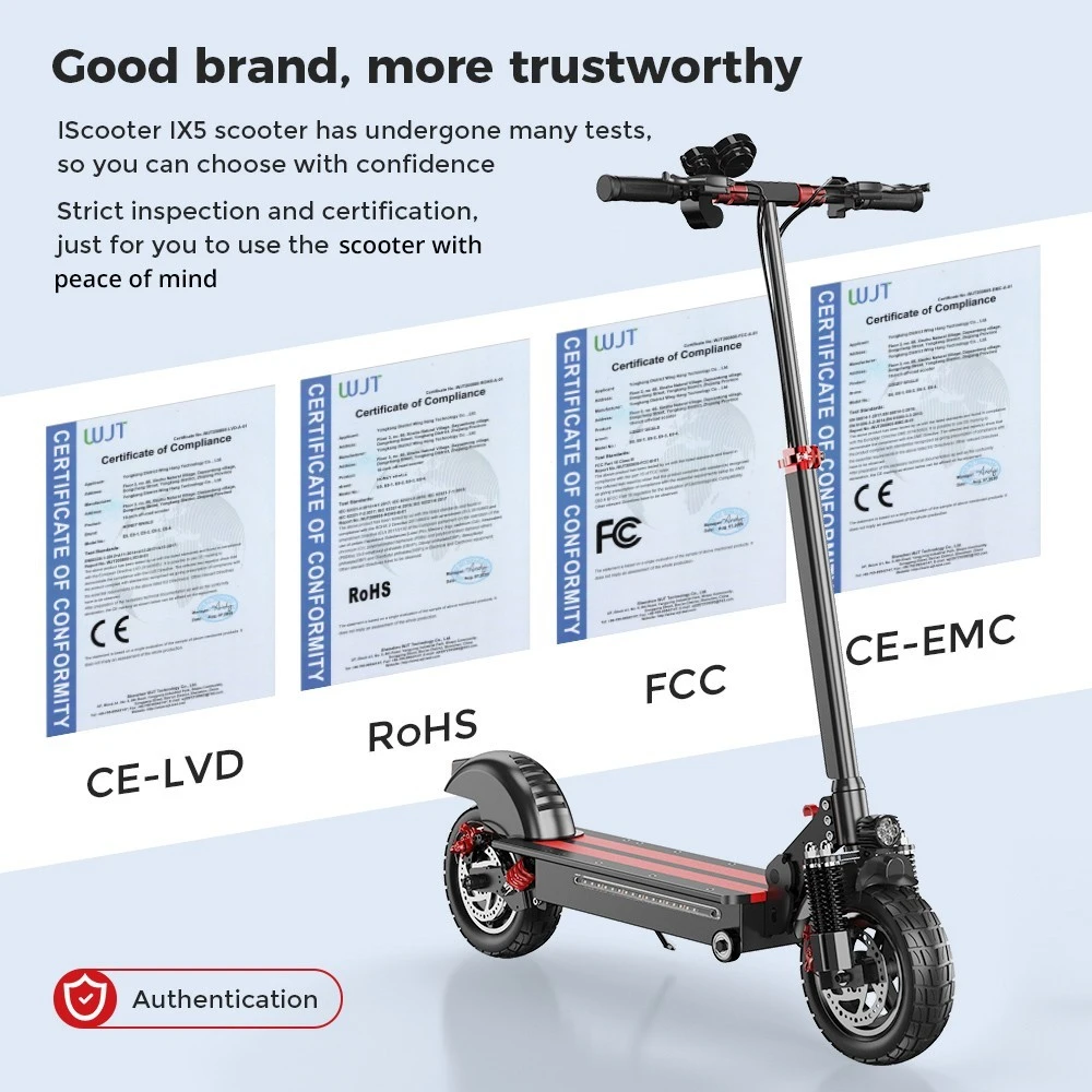 iScooter iX5 10 inch Off-road Electric Scooter 15Ah Battery 40-45km Range 1000W Motor 45km/h Max Speed 6 Shock Absorbers