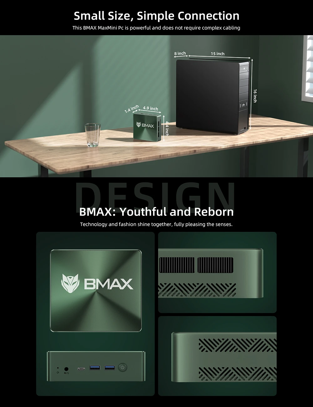 BMAX B6 Plus Mini PC, Intel Core i3-1000NG4 up to 3.2GHz, 12GB LPDDR4 512GB SSD, 2xHDMI Full Feature Type-C 4K Triple Display, 3xUSB3.0 1000Mbps RJ45 LAN, Wi-Fi 5 BT 4.2 3.5mm Audio, Windows 11 Pro-EU