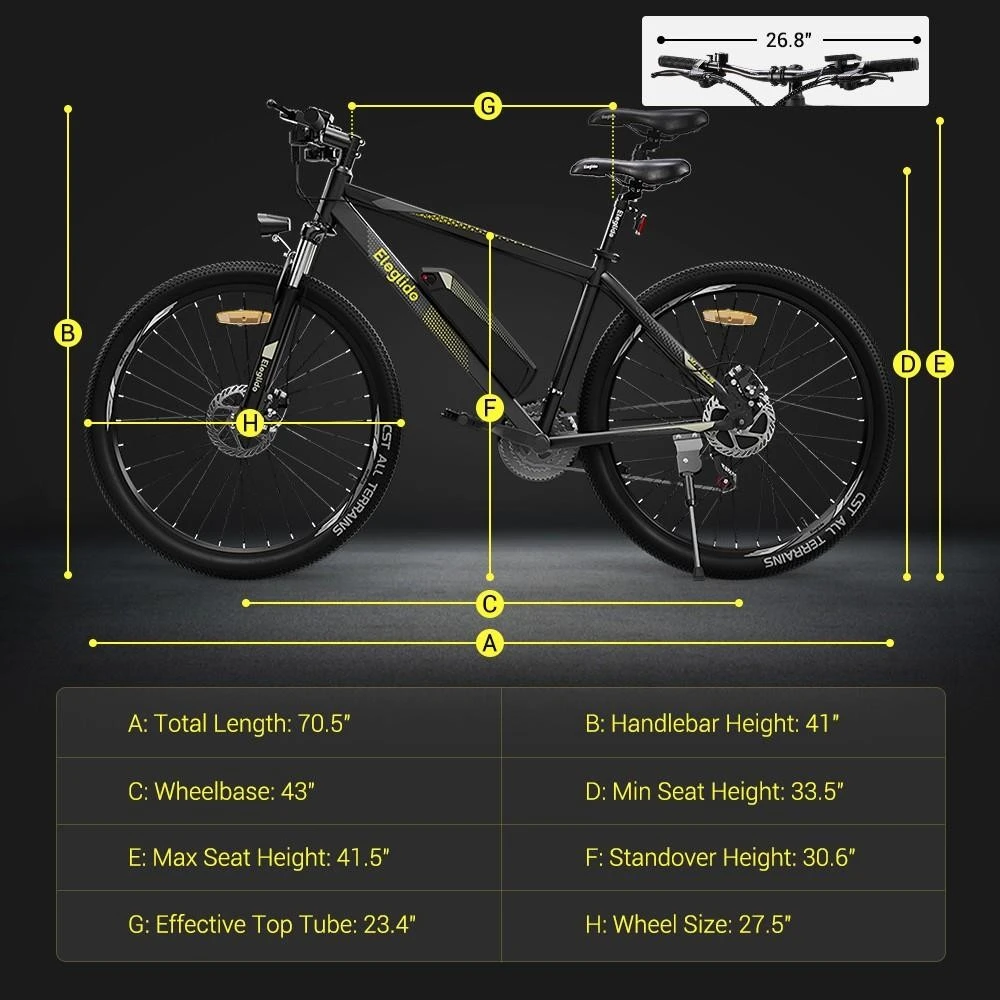 Eleglide M1 Plus Electric Moped Bike With App Control 27.5*18in Tire 250W Motor 36V 12.5Ah Battery