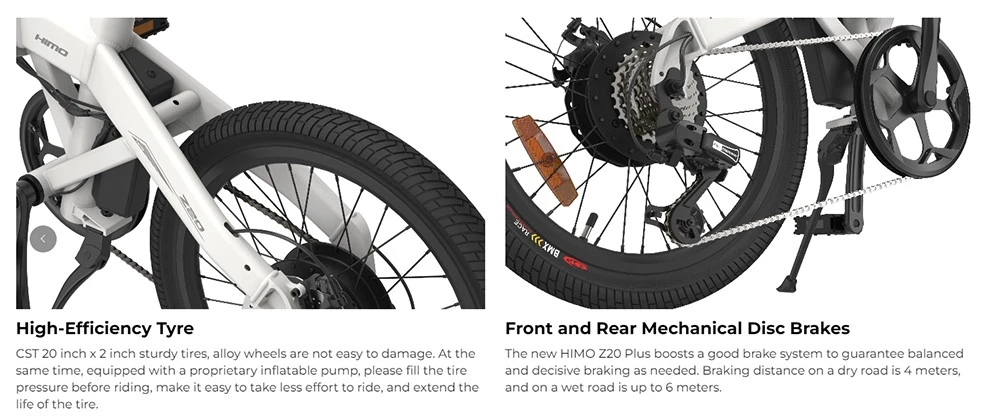 HIMO Z20 Plus Folding E-bike 20*2.125in Tire 250W Motor 25km/h Max Speed 10Ah Battery 80km Max Range - White