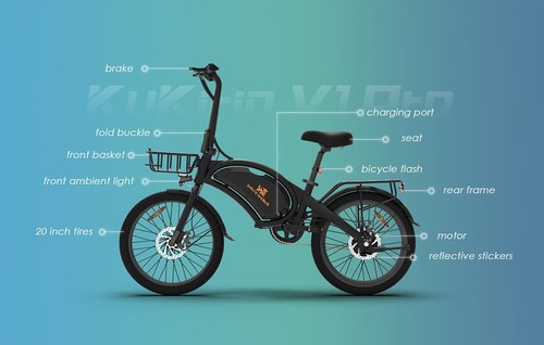 Kukirin V1 Pro Electric Bike 20in Tires 48V 350W Motor 45km/h Max Speed 7.5Ah Battery 45km Range Dual Disc Brake + E Brake