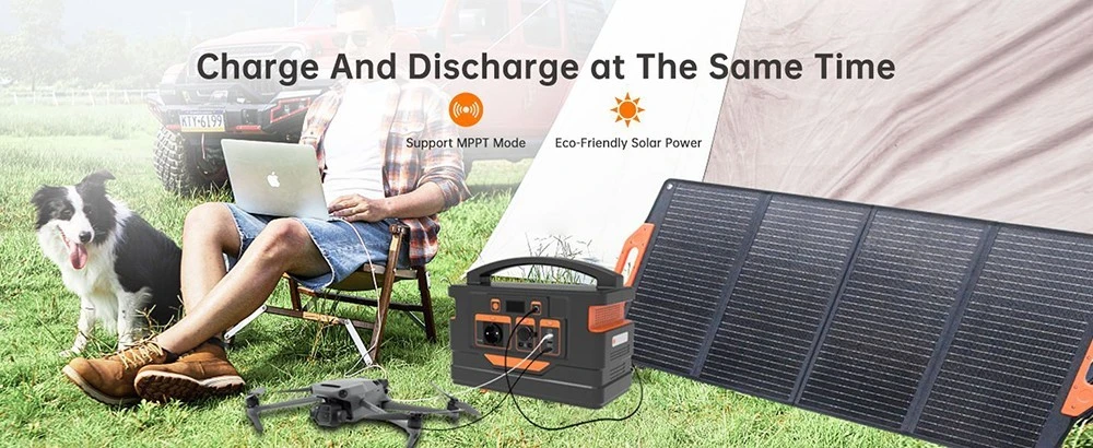 NOVOO RPS1000 1000W Portable Power Station, 1110Wh Battery Solar Generator, MPPT Controller, 8 Outputs, LCD Screen, LED Flashlight