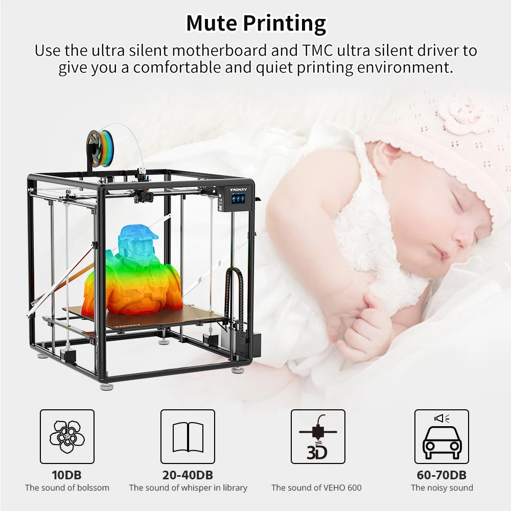 Imprimante 3D TRONXY VEHO 600, mise à niveau automatique, extrudeuse directe, lit chauffant en silicone, impression muette, détection de filament, reprise de l'impression, écran tactile, 600*600*600mm