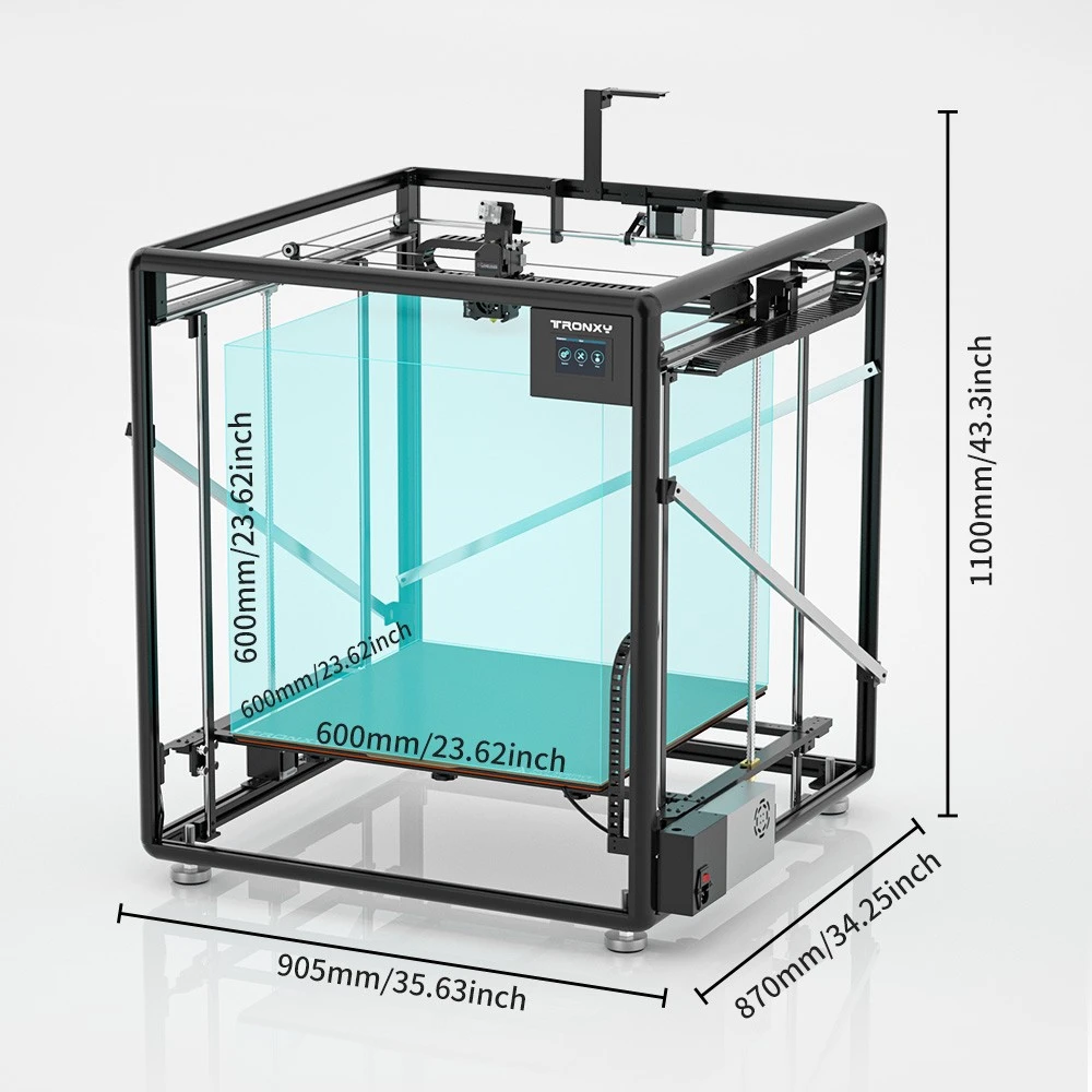 Imprimante 3D TRONXY VEHO 600, mise à niveau automatique, extrudeuse directe, lit chauffant en silicone, impression muette, détection de filament, reprise de l'impression, écran tactile, 600*600*600mm