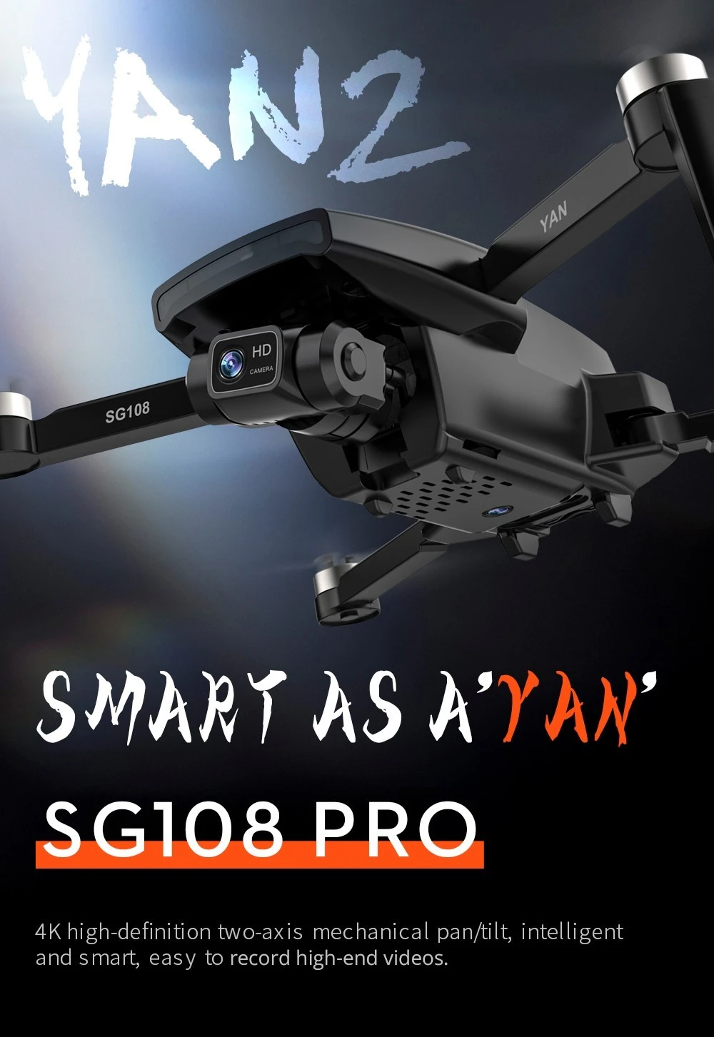 ZLL SG108 Pro RC Drone, 2-axis Anti-shake Gimbal, Dual Camera, APP Control, GPS/GLONASS Double Mode 1 Battery - Black