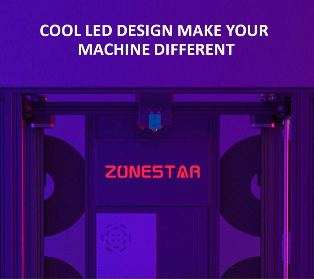 Zonestar Z9V5MK5 Mixed Color 3D Printer, 4-In-1-Out 4 Extruder, Auto Leveling, 4.3-inch TFT LCD Screen, Resume Printing, Open Source, 300x300x400mm