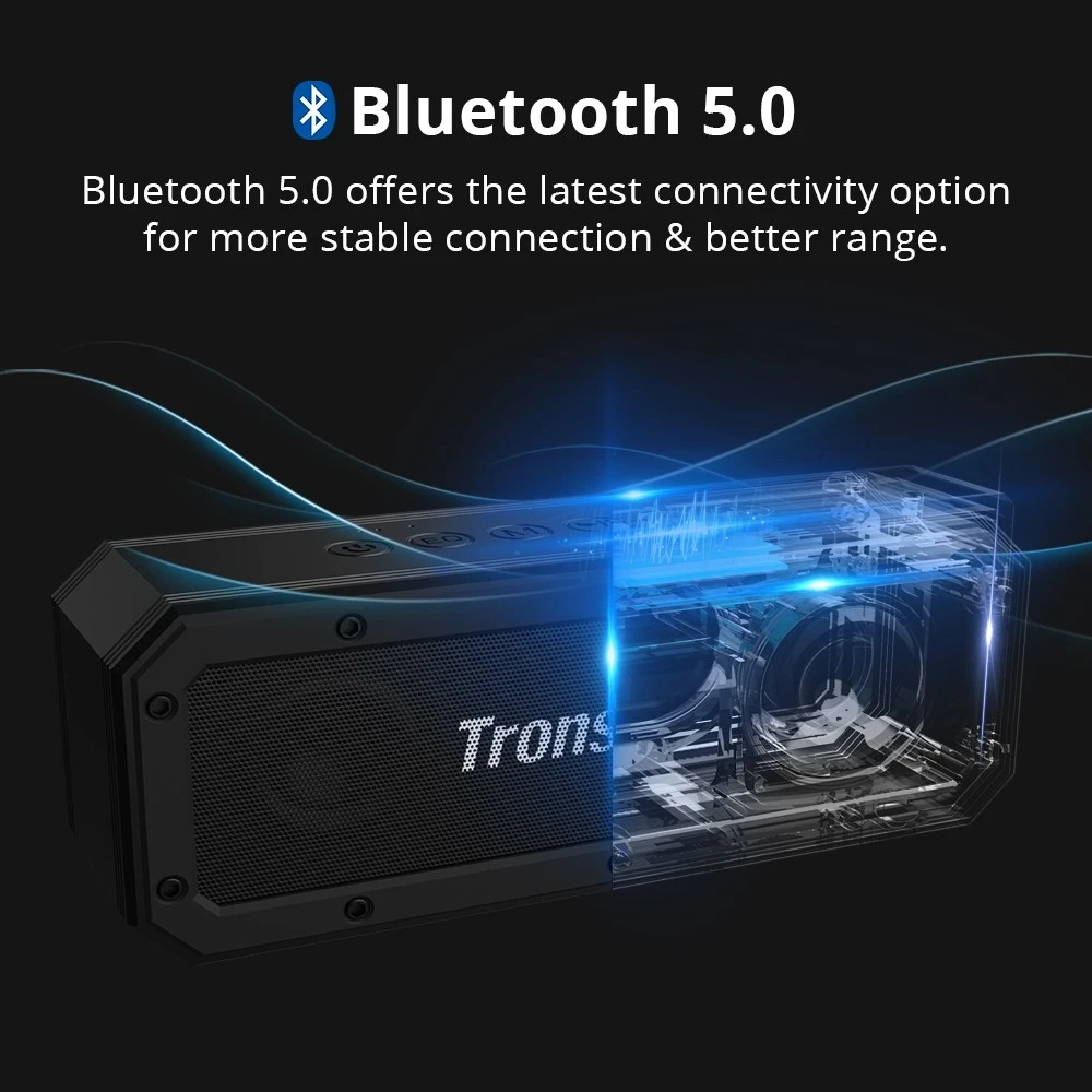 Tronsmart Element Force+ 40W Bluetooth Speaker, IPX7 Waterproof, Bass Sound, 15H Playtime, Supports TWS & NFC