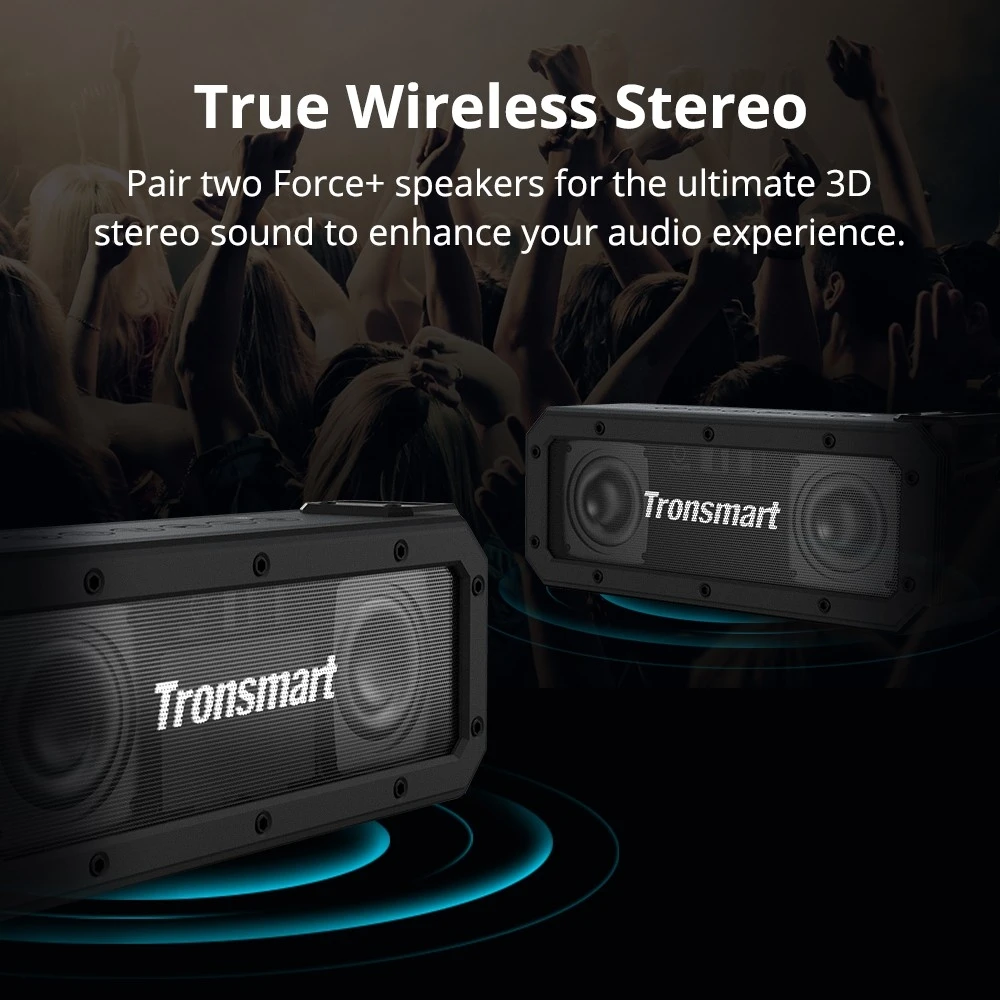 Głośnik Bluetooth Tronsmart Element Force+ 40 W, wodoodporność IPX7, dźwięk basowy, 15 godzin odtwarzania, obsługa TWS i; NFC