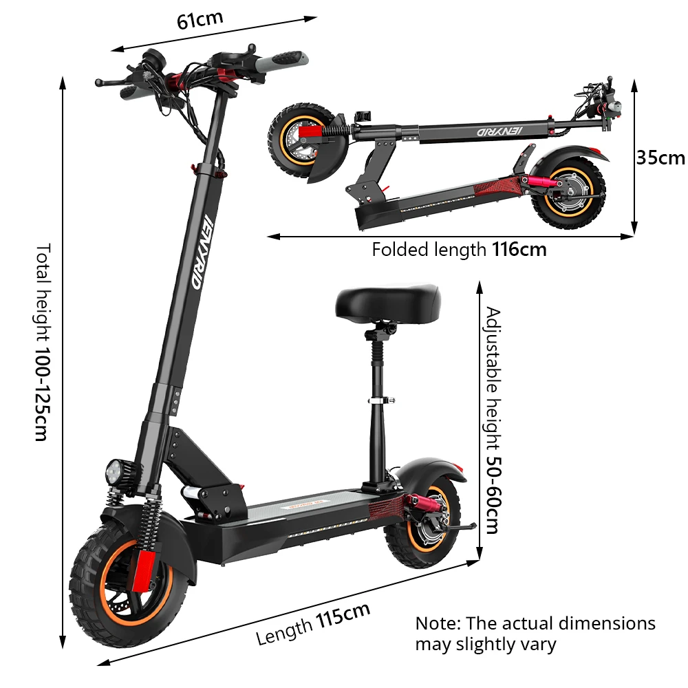 IENYRID M4 Electric Scooter 10 inch Tire 48V 600W Motor 45km/h Max Speed 10Ah Lithium Battery 25-35km Range Disc Brake 150kg Load