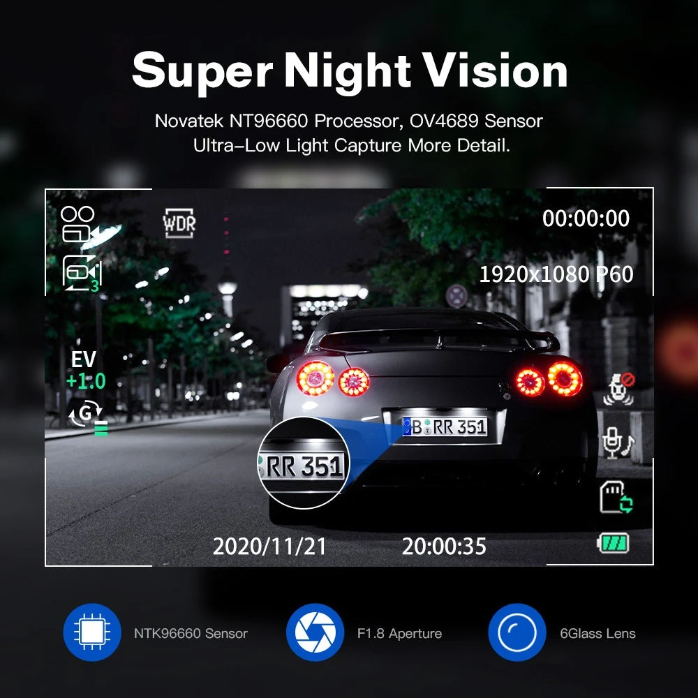 AZDOME GS63H 4K Dash Cam Built-in Wi-Fi & GPS 24HR Recording