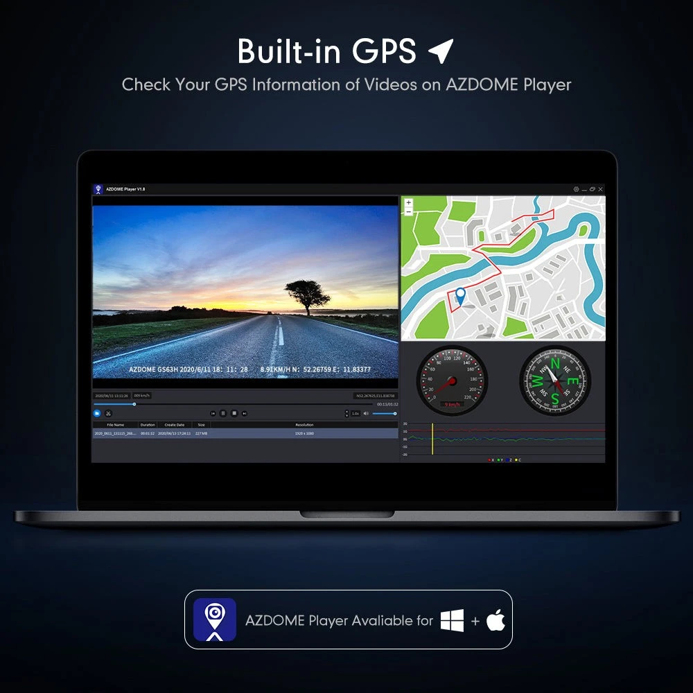 AZDOME GS63H 4K Dash Cam Built-in Wi-Fi & GPS 24HR Recording