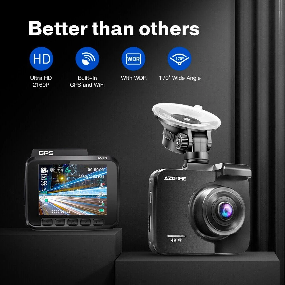 AZDOME GS63H 4K Dash Cam Built-in Wi-Fi & GPS 24HR Recording