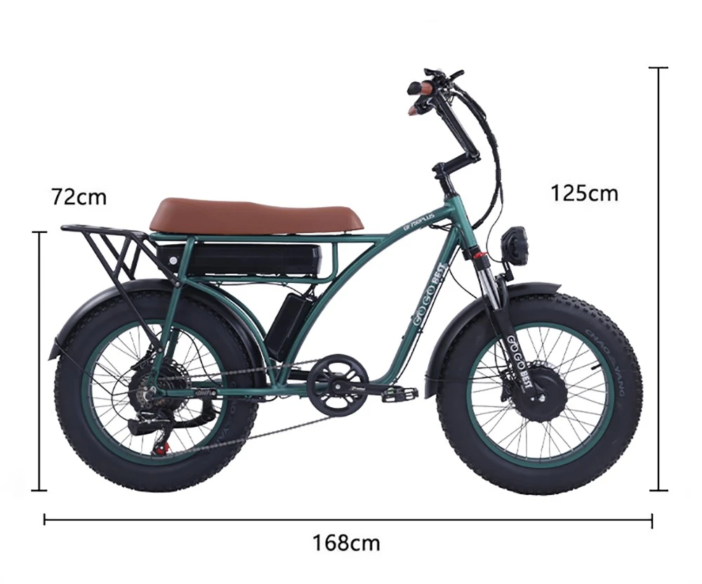 GOGOBEST GF750 Plus Electric Bike 1000W*2 Motor 45-50km/h Max Speed 48V 17.5Ah Battery Front and Rear Hydraulic Brakes - Green