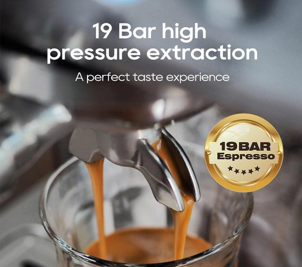 HiBREW H10A Semi Automatic Espresso Coffee Machine, 19Bar Pressure, Milk Frother, Temperature Adjustable, 58mm Coffee Tamper, 350ml Pitcher, Cup Warmer, Cold/Hot Coffee Maker