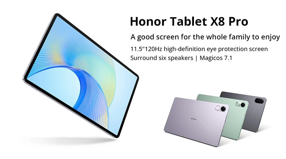 Honor X8 Pro CN Version Tablet 11.5in 2K Screen Snapdragon 685 8 Core  CPU, 6GB RAM 128GB ROM, Magic OS 7.1 Dual 5MP Camera - Cyan