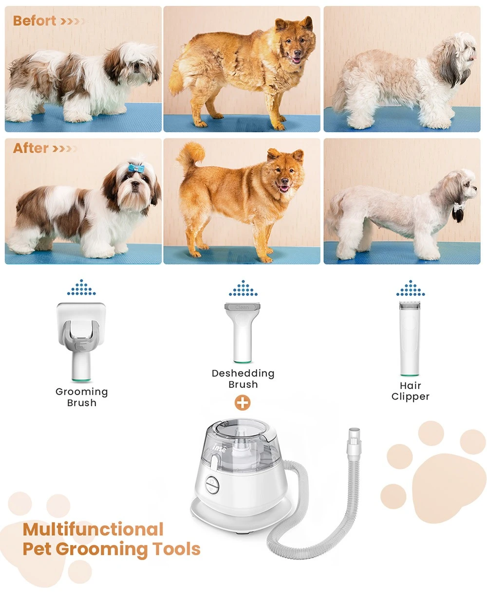 INSE P20 Dog Clipper with Pet Hair Vacuum Cleaner, Max 10KPa Suction, 1.2L Dust Box, Low Noise, Dog Cat Pet Hair Trimmer, with 5 Proven Care Tools