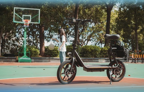 KuKirin C1 Electric Scooter with Basket 14*2.125in Off-road Pneumatic Tires 350W Motor 25km/h Max Speed 48V 15Ah Battery