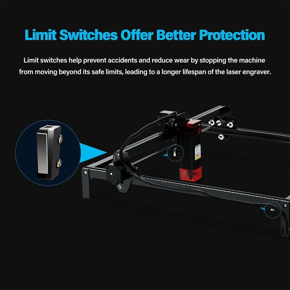 Mecpow X3 Laser Engraver, 5W Laser Power, Fixed-Focus, 0.01mm Accuracy, 10000 mm/min Engraving Speed, Safety Lock, Emergency Stop, Flame Detection, Gyroscope Sensor, 410x400mm - US Plug