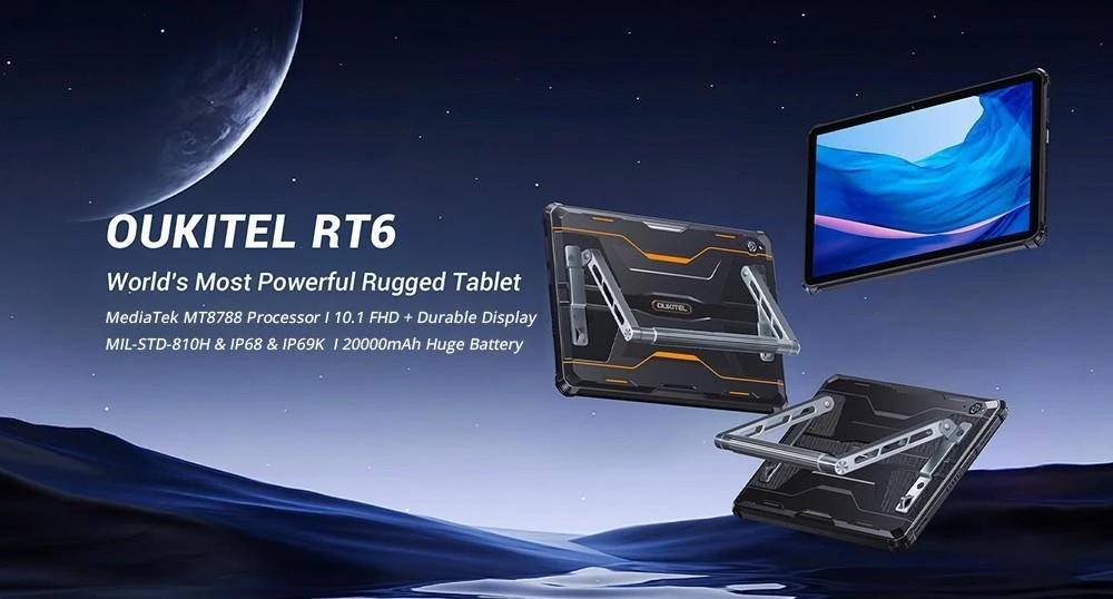 OUKITEL RT6 10.1in Tablet Android 13 8GB RAM 256GB ROM Orange