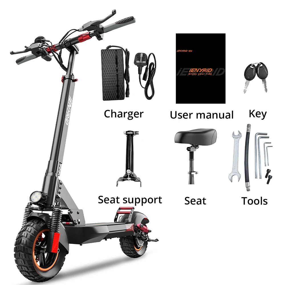 IENYRID M4 Electric Scooter 10 inch Tire 48V 600W Motor 45km/h Max Speed 10Ah Lithium Battery 25-35km Range Disc Brake 150kg Load