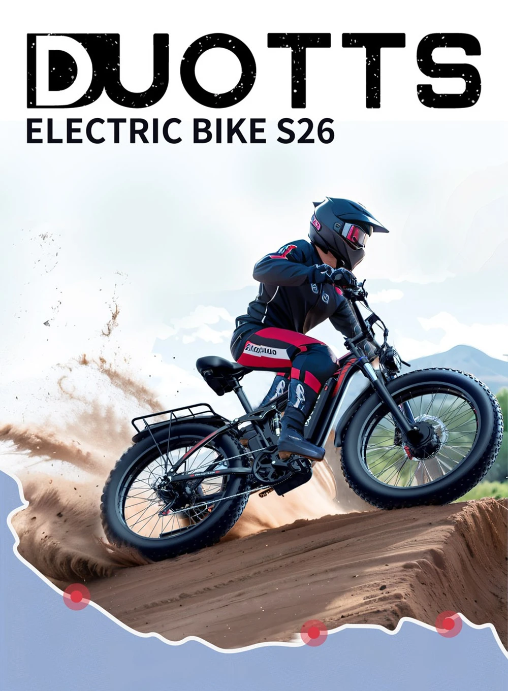 DUOTTS S26 Electric Bike 750W*2 Motors 50km/h Max Speed 26*4.0 inch Inflatable Fat Tires 48V 19.2Ah LG Battery 120km Range Shimano 7-Speed 150kg Max Load