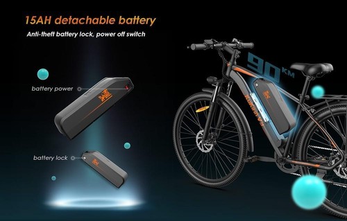 KuKirin V3 Electric Bike 27.5in Pneumatic Tires 36V 350W Motor 40km/h Max Speed 15Ah Battery 90km Range Dual Disc Brake