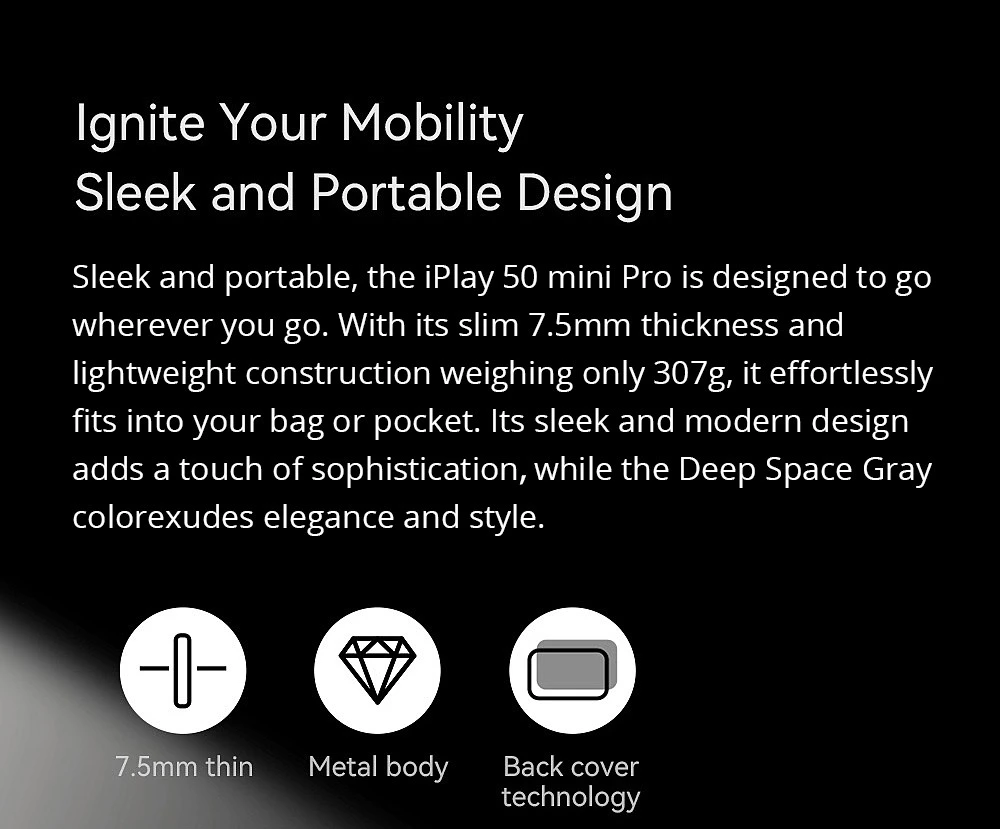 AllDOCUBE iPlay 50 Mini Pro 4G Tablet MTK 6789 G99 8GB RAM 256GB ROM 5MP Front Camera 13MP Rear Camera 5G WiFi Android 13
