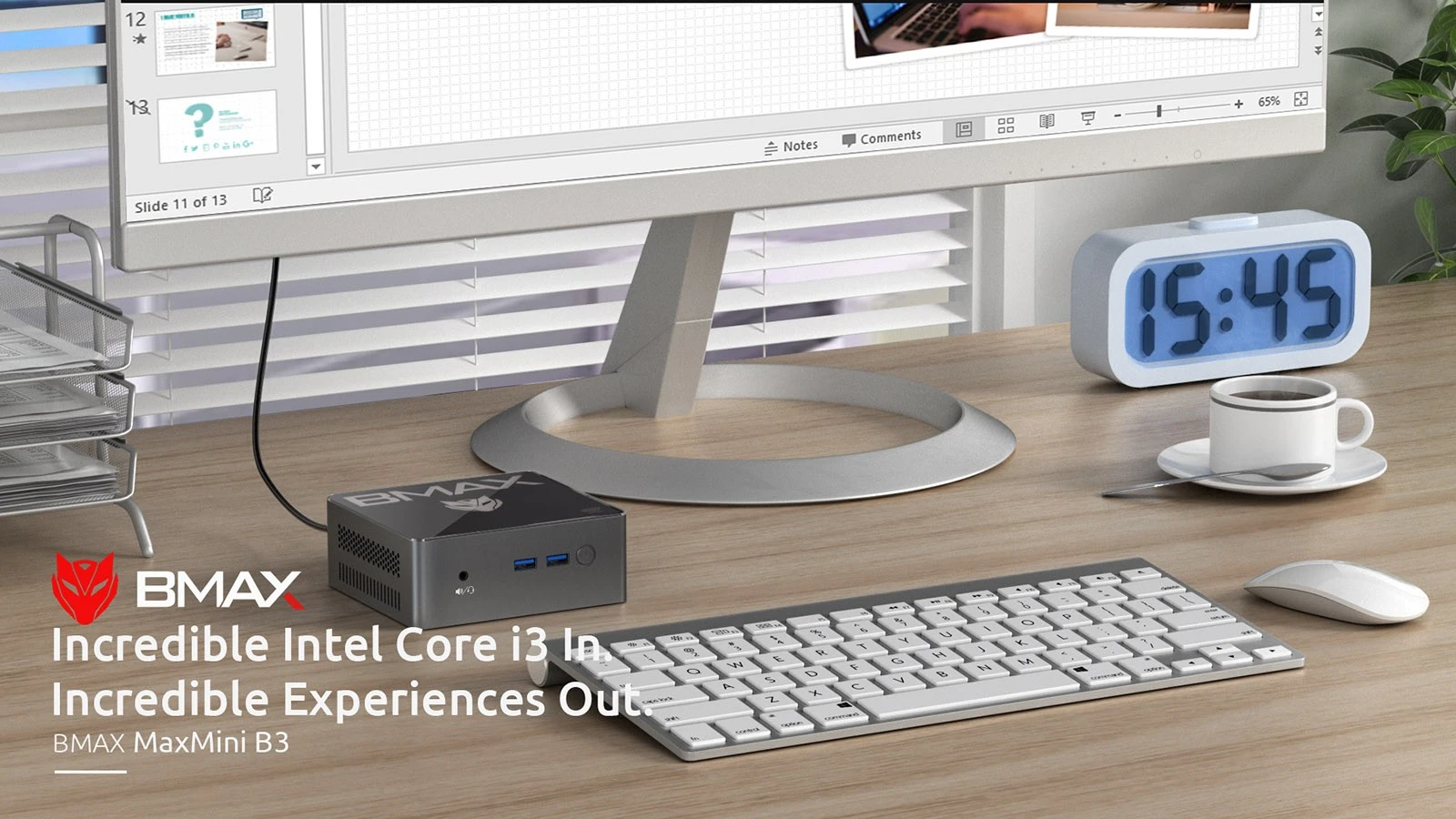 BMAX B3 Mini PC Intel Core i3 5005U -prosessori, 8 Gt DDR3 128 Gt SSD, Windows 10 Pro, 2.4G & 5G WiFi