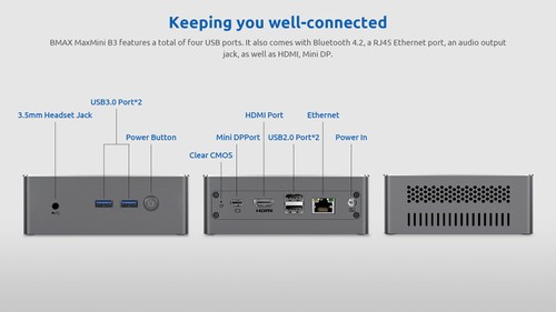 BMAX B3 Mini PC Intel Core i3 8GB DDR3 128GB SSD