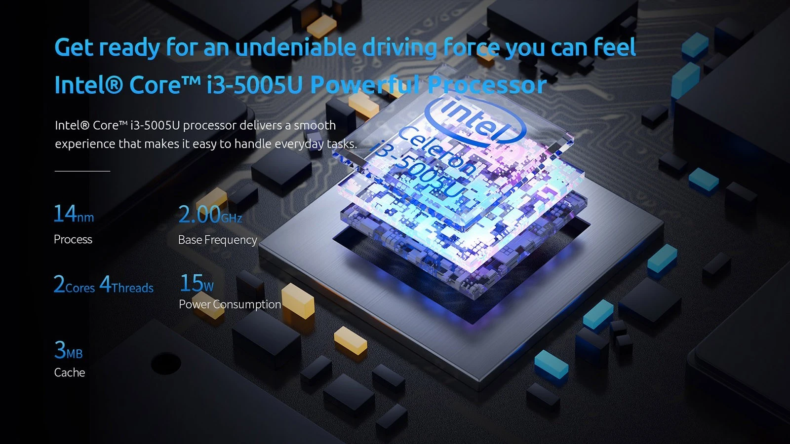 BMAX B3 Mini PC Procesor Intel Core i3 5005U, 8GB DDR3 128GB SSD, Windows 10 Pro, 2.4G &; 5G Wi-Fi