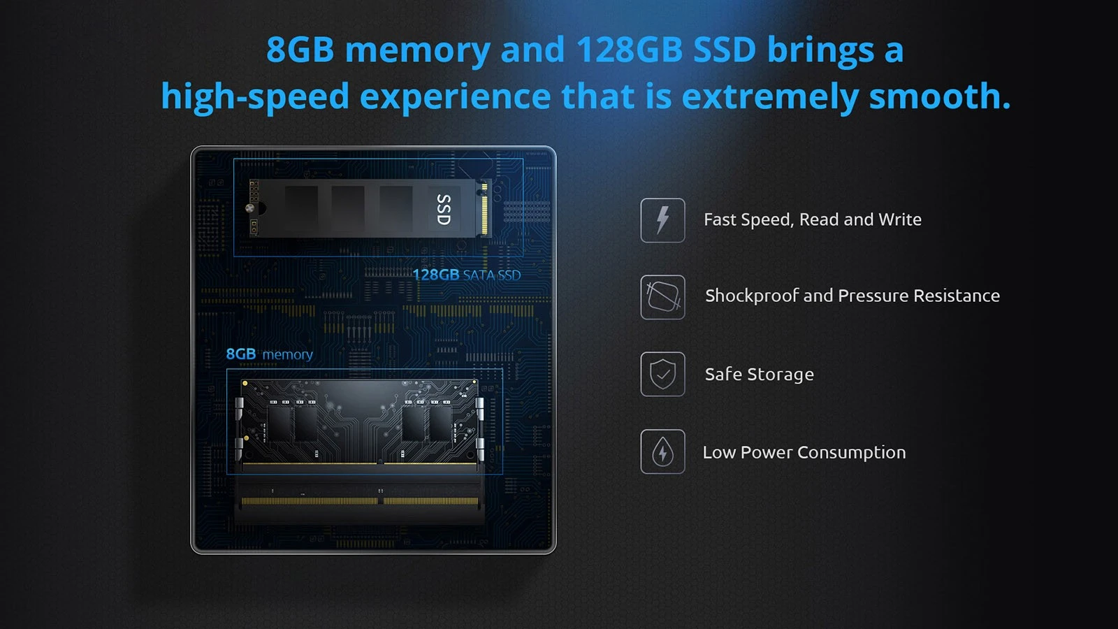 BMAX B3 Mini-pc Intel Core i3 5005U-processor, 8 GB DDR3 128 GB SSD, Windows 10 Pro, 2.4G &; 5G wifi