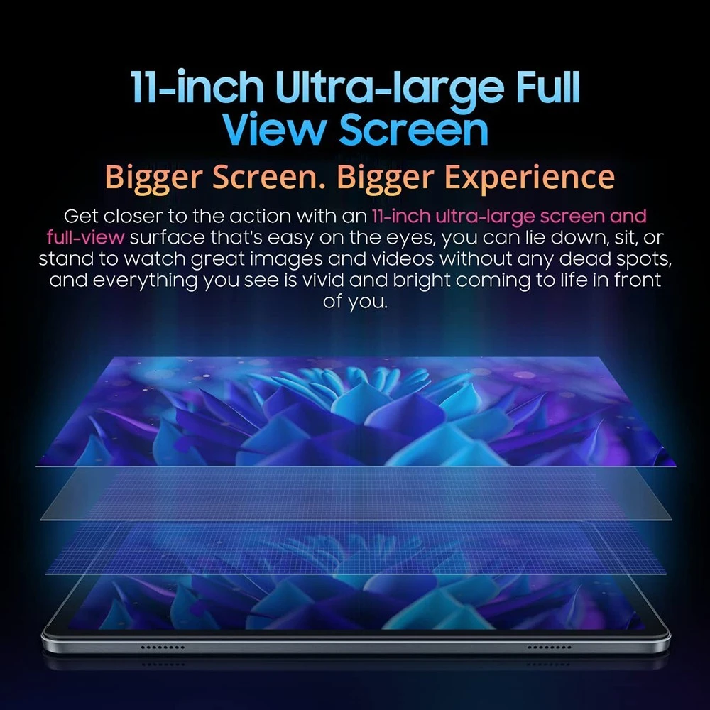 Blackview Tab 16 4G Tablet 11in 2K Full IPS Screen Unisoc T616 8GB RAM 256GB ROM Android 12 7680mAh Battery - Grey
