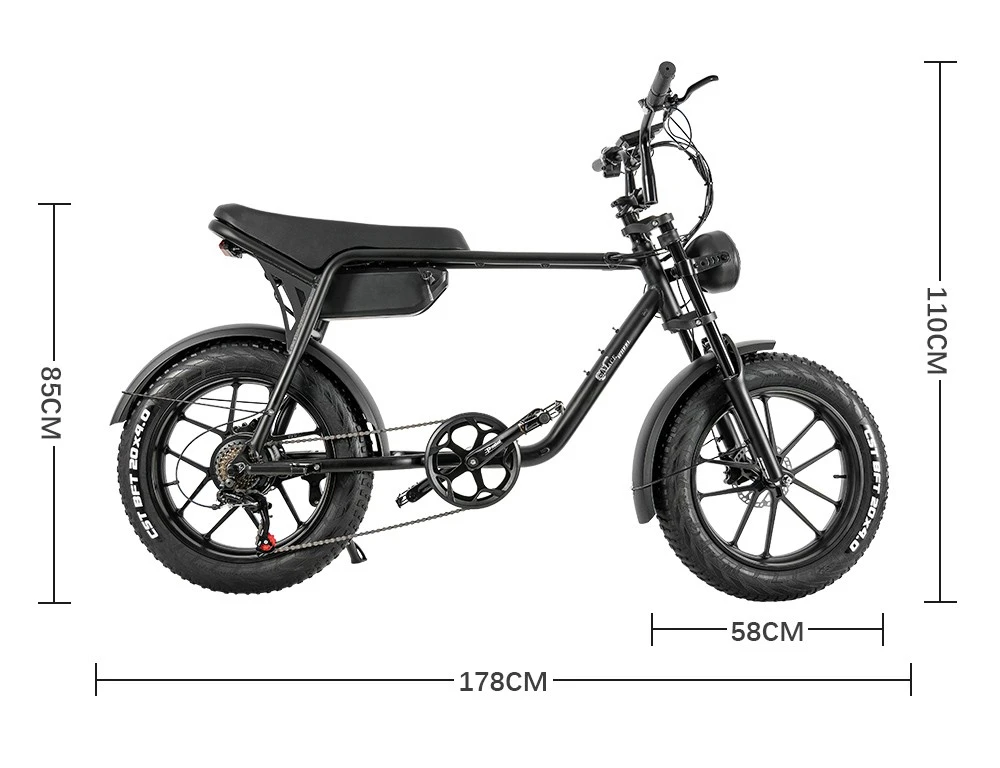 CMACEWHEEL K20 Electric Bike 20*4.0 inch CST Tire 750W Motor 40-45km/h Max Speed 48V 15Ah Battery 70-110km Range