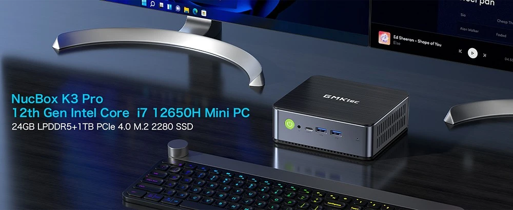 GMK K3 Mini PC Intel Core i7 12650H up to 4.7GHz 24GB LPDDR5 1TB SSD Windows 11 Pro WiFi 6 BT 5.2 1000M LAN - US