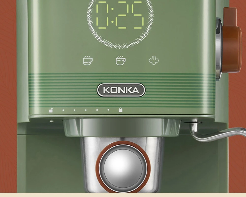 KONKA KCF-CS3 Espresso Coffee Machine, 20Bar Pressure, 1.2L Water Tank, Steam Milk Froth, Touch Control, Compatible with Coffee Powder and Capsule, EU Plug - Green