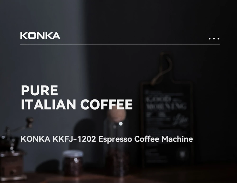 KONKA KKFJ-1202 Espresso Coffee Machine, 15Bar Pressure, 1.2L Water Tank, Steam Milk Froth, with Pressure Dial, EU Plug - Silver