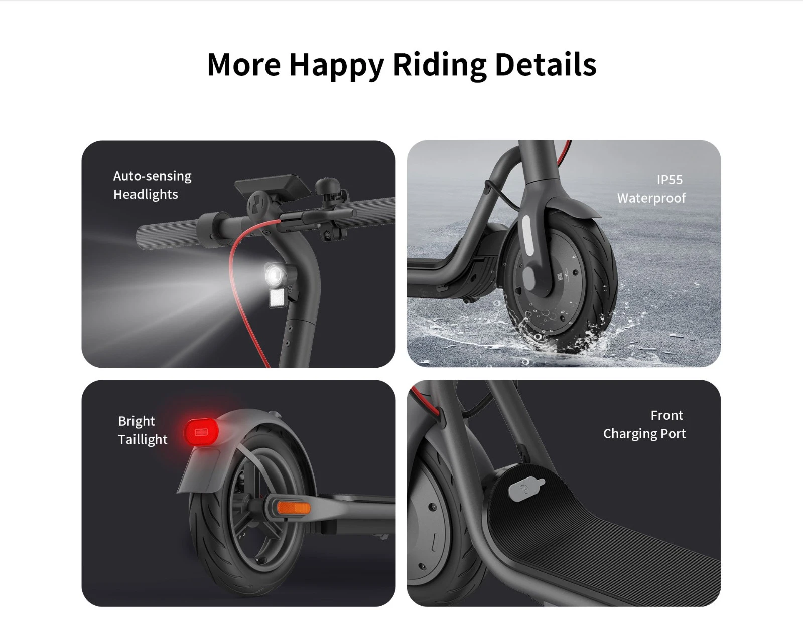 NAVEE V40 Electric Scooter Foldable 600W Max Power 40km Max Range 10'' Pneumatic Tires with AirTag Holder LED Display